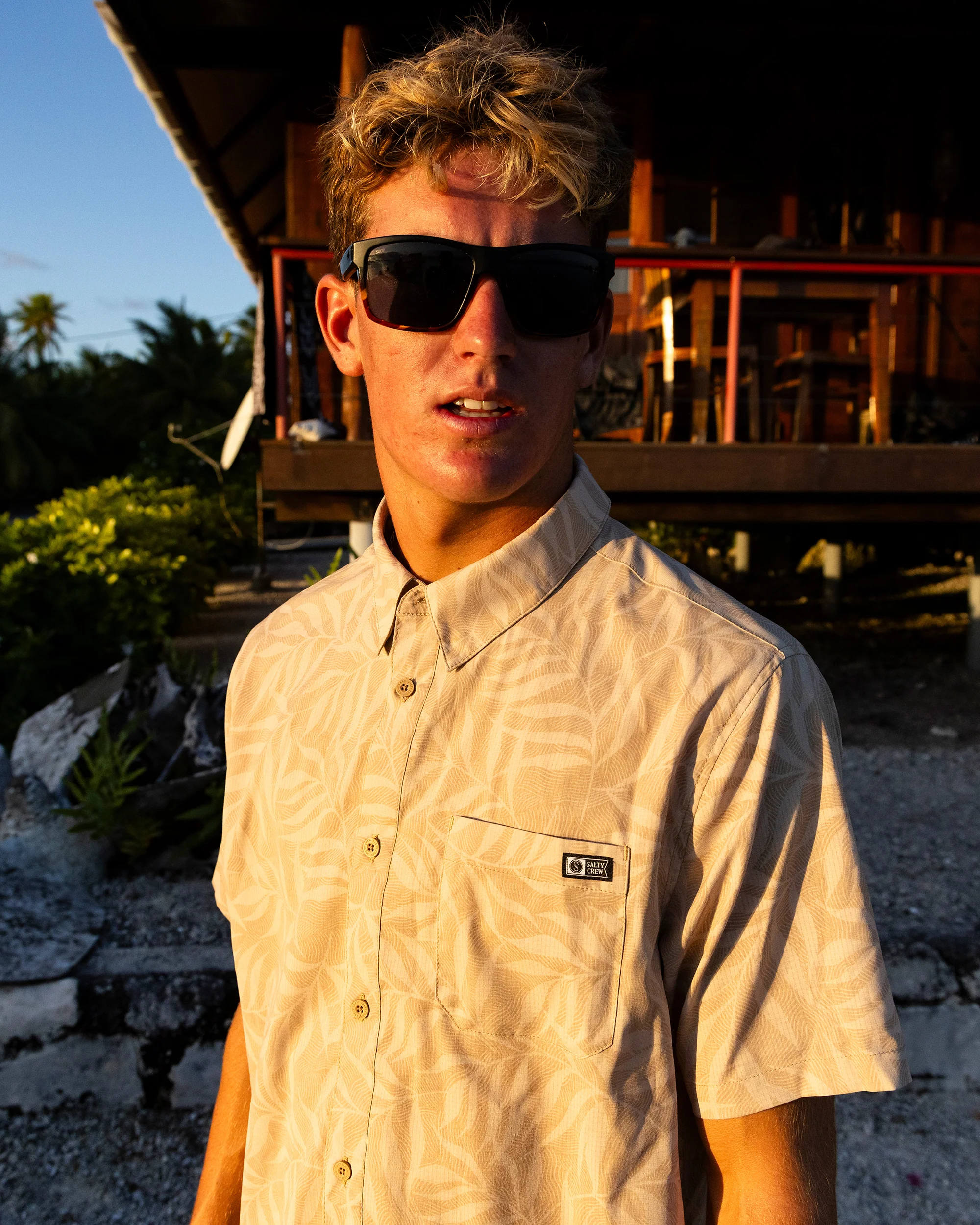 Breezer Perforated Button Up - Khaki - Image 3