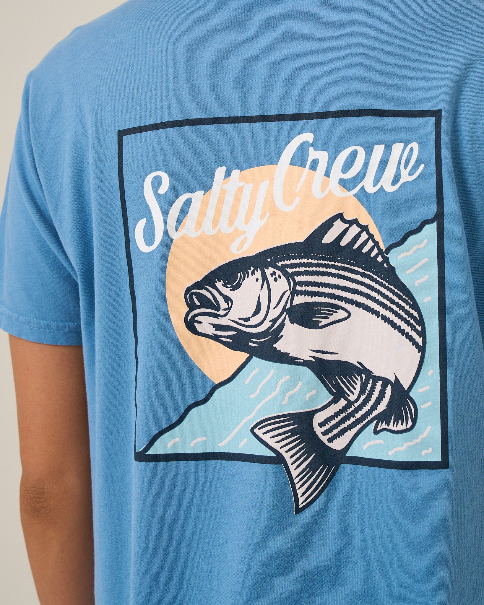 Fish Stamp Boyfriend Tee - Ash Blue - Image 4