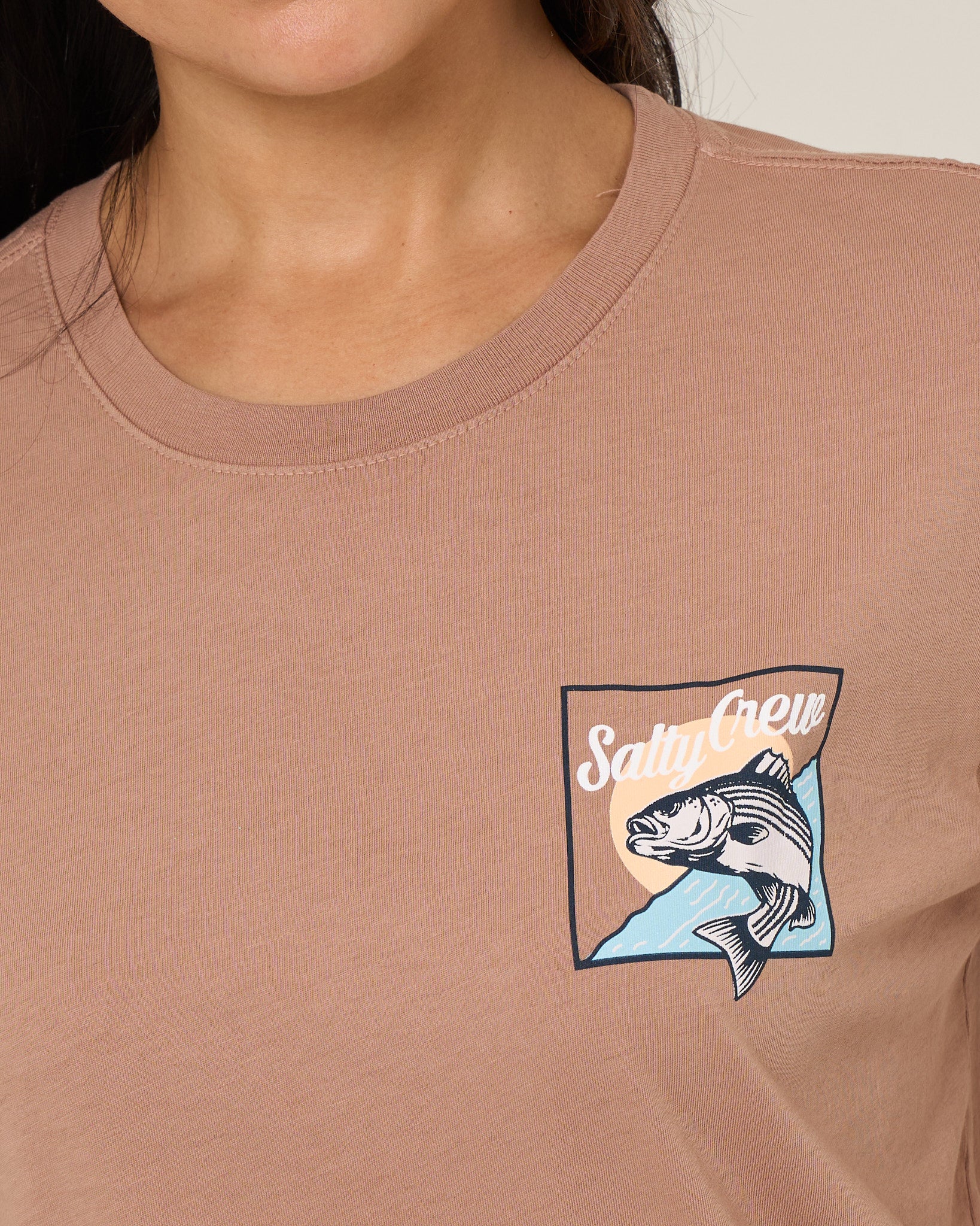 Fish Stamp Boyfriend Tee - Mocha - Image 3