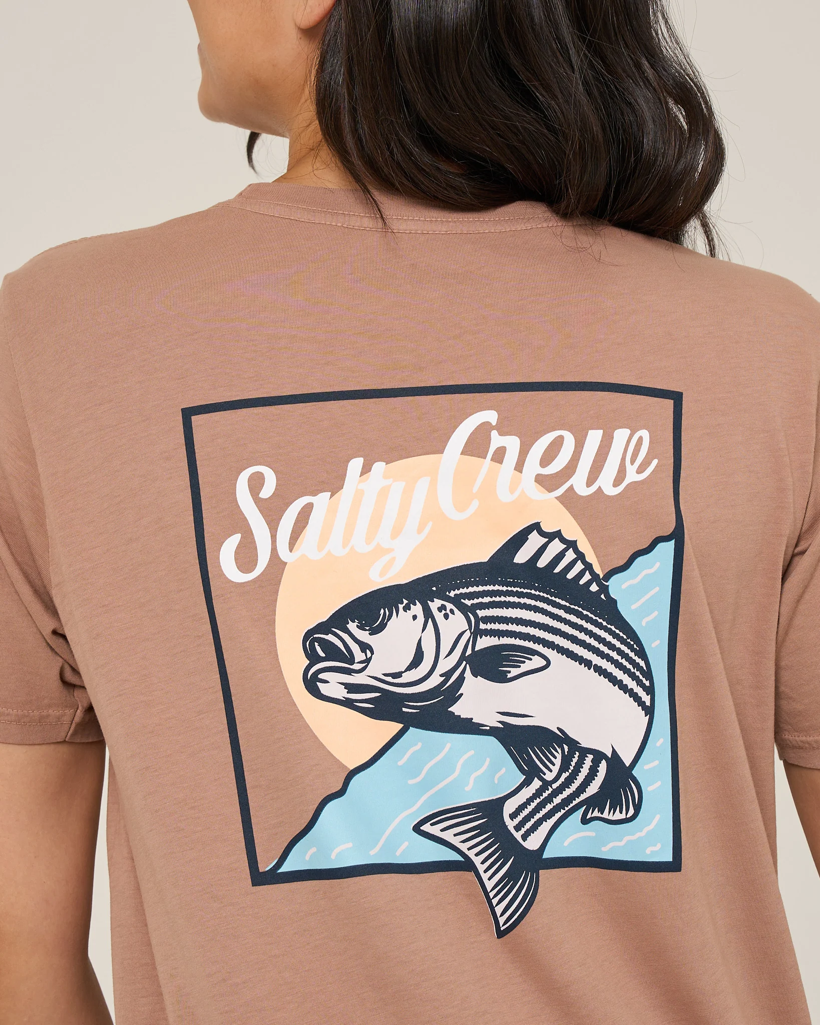 Fish Stamp Boyfriend Tee - Mocha - Image 4