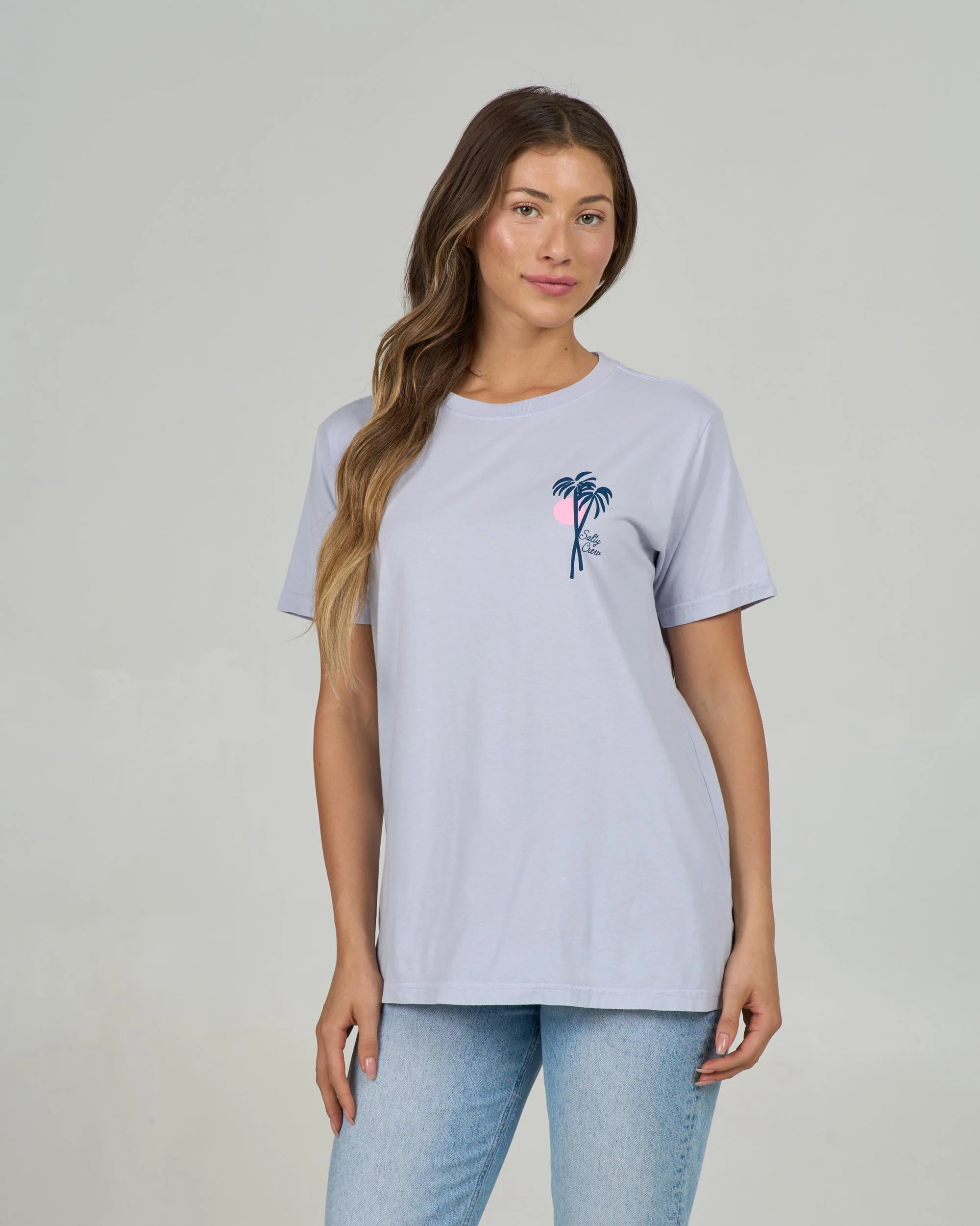 Geo Palm Boyfriend Tee - Fog - Image 2