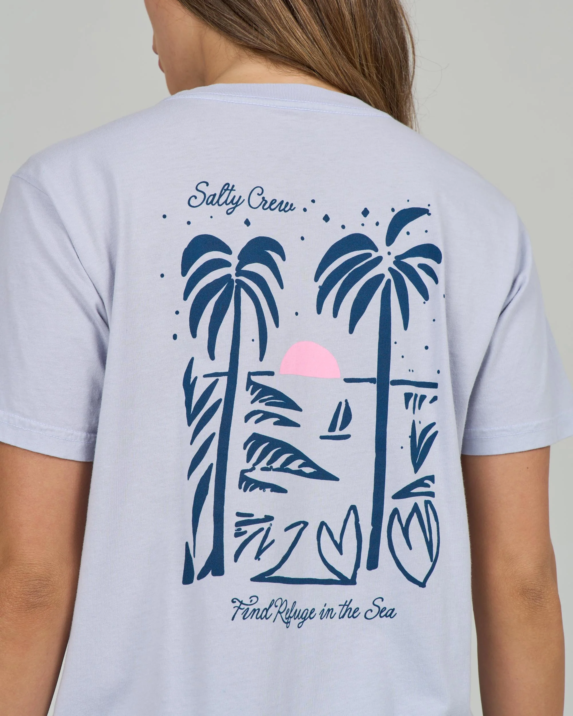 Geo Palm Boyfriend Tee - Fog - Image 3
