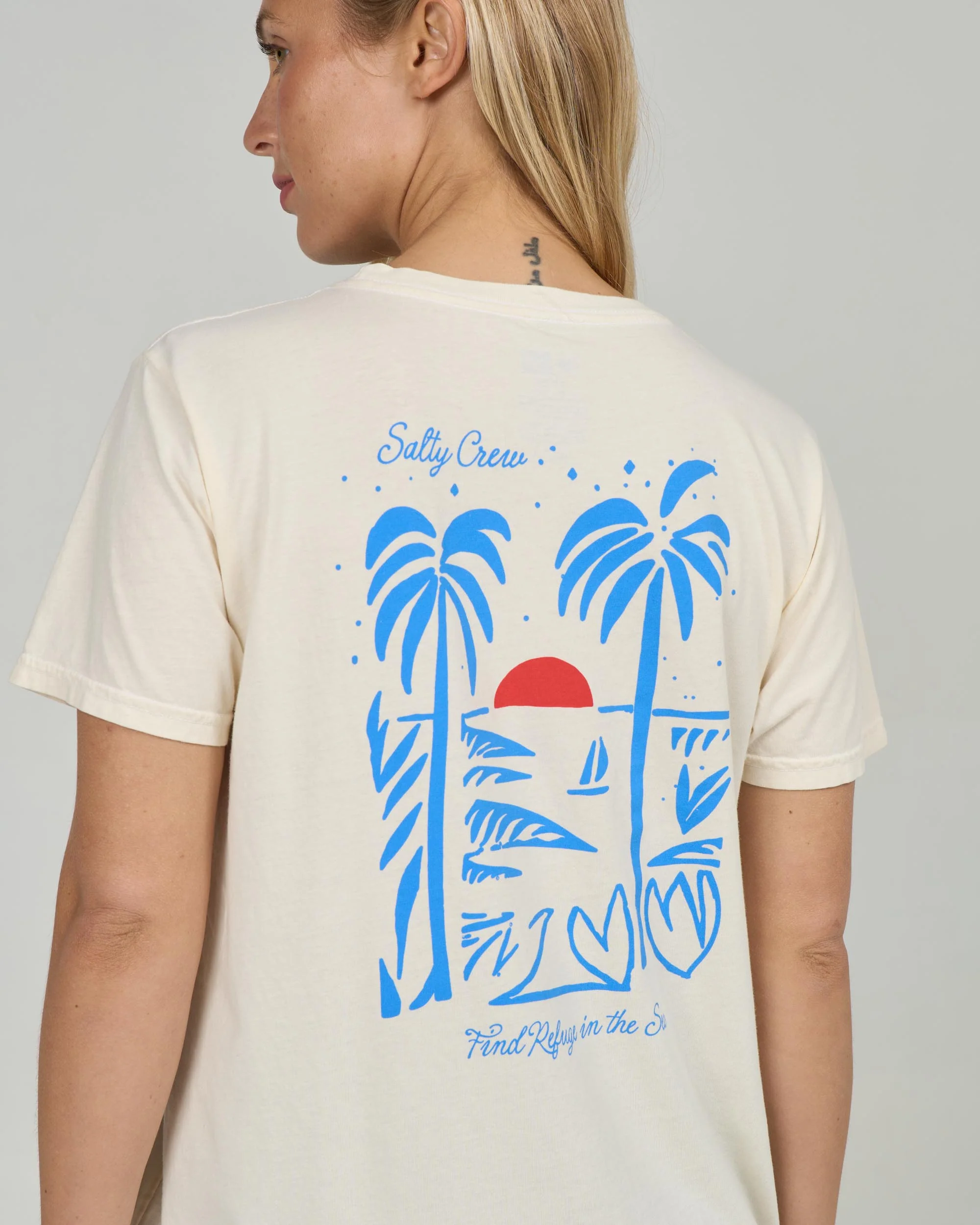 Geo Palm Boyfriend Tee - Off White - Image 3