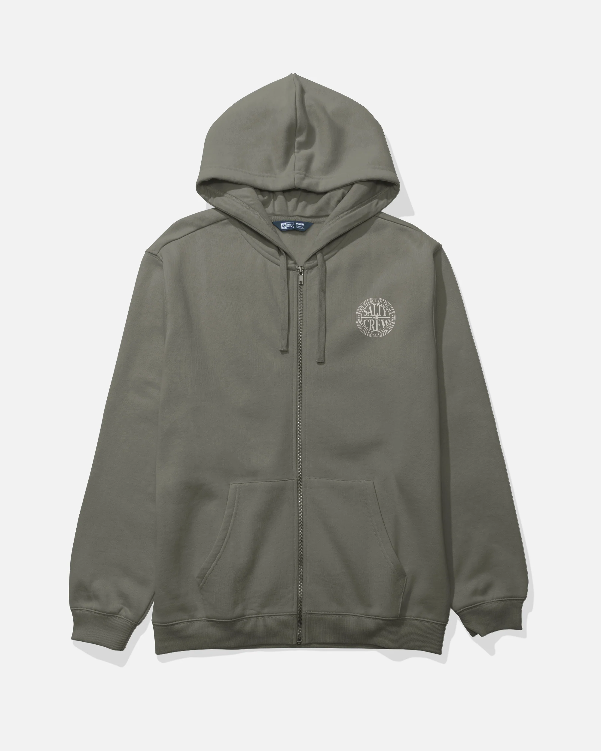 Global Zip Fleece Hoodie - Dusty Olive - Image 2
