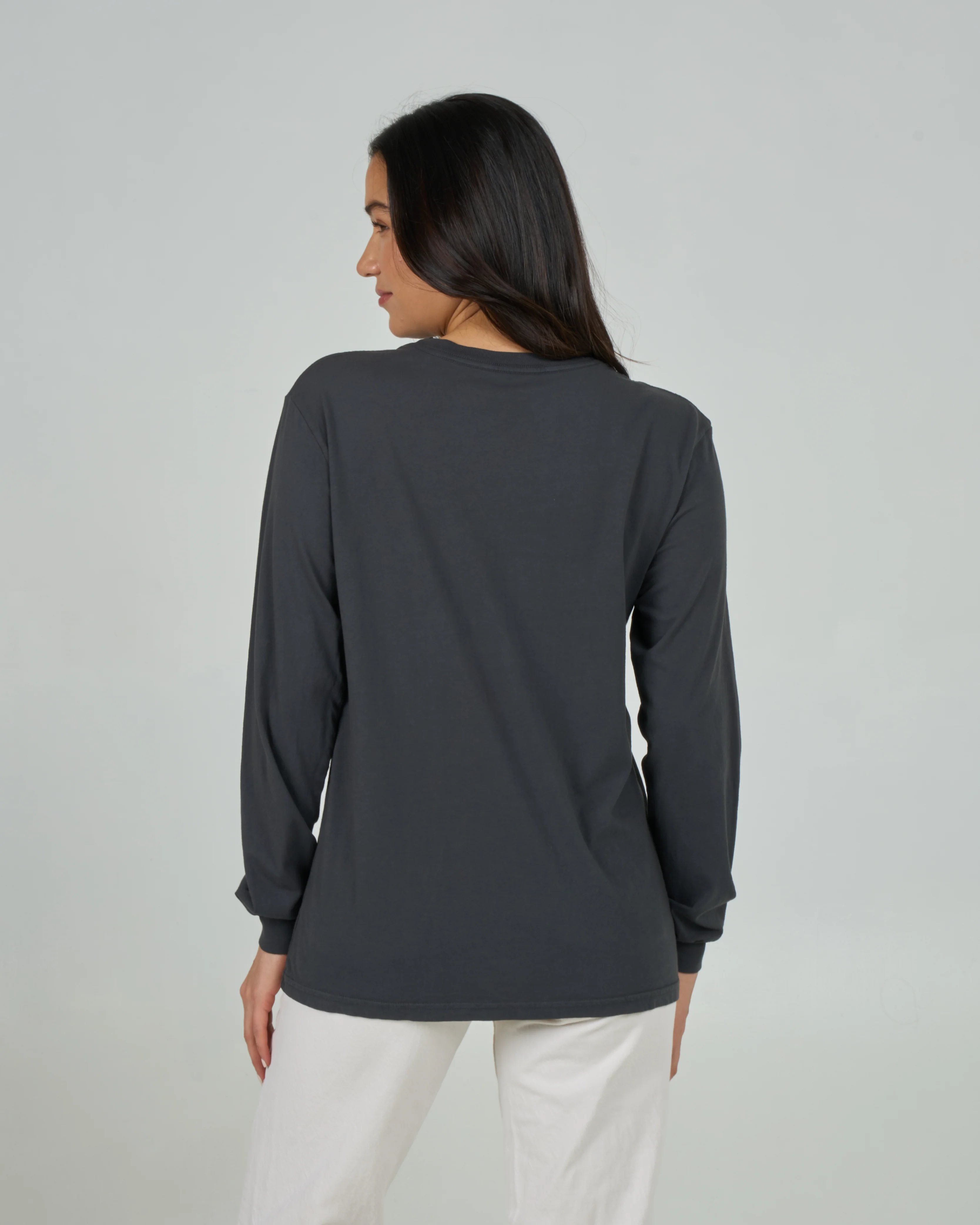 Heart Shark Long Sleeve Boyfriend Tee - Charcoal - Image 2
