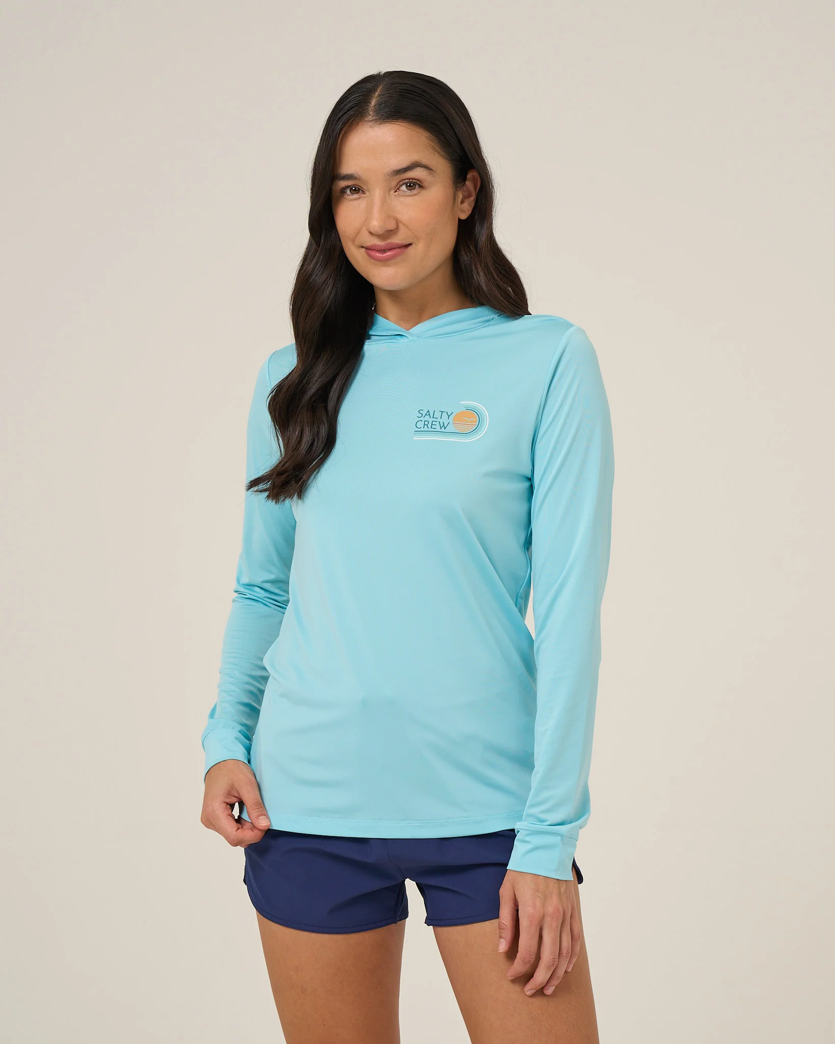 Ombre Wave Hood Sunshirt - Aquamarine - Image 2
