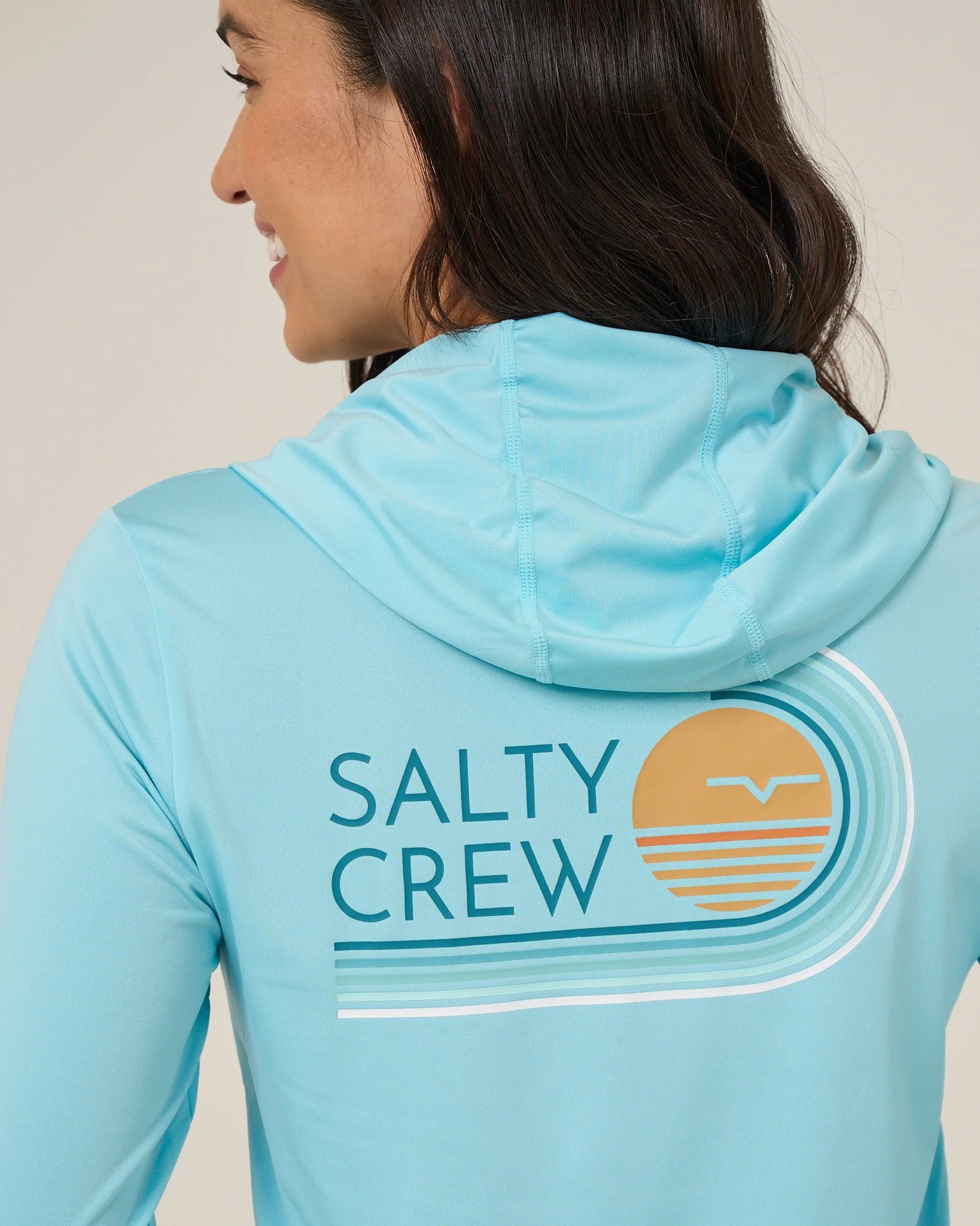 Ombre Wave Hood Sunshirt - Aquamarine - Image 4