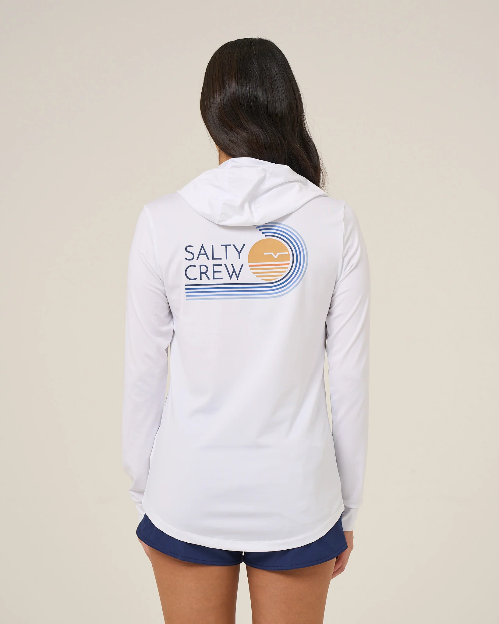 Ombre Wave Hood Sunshirt - White