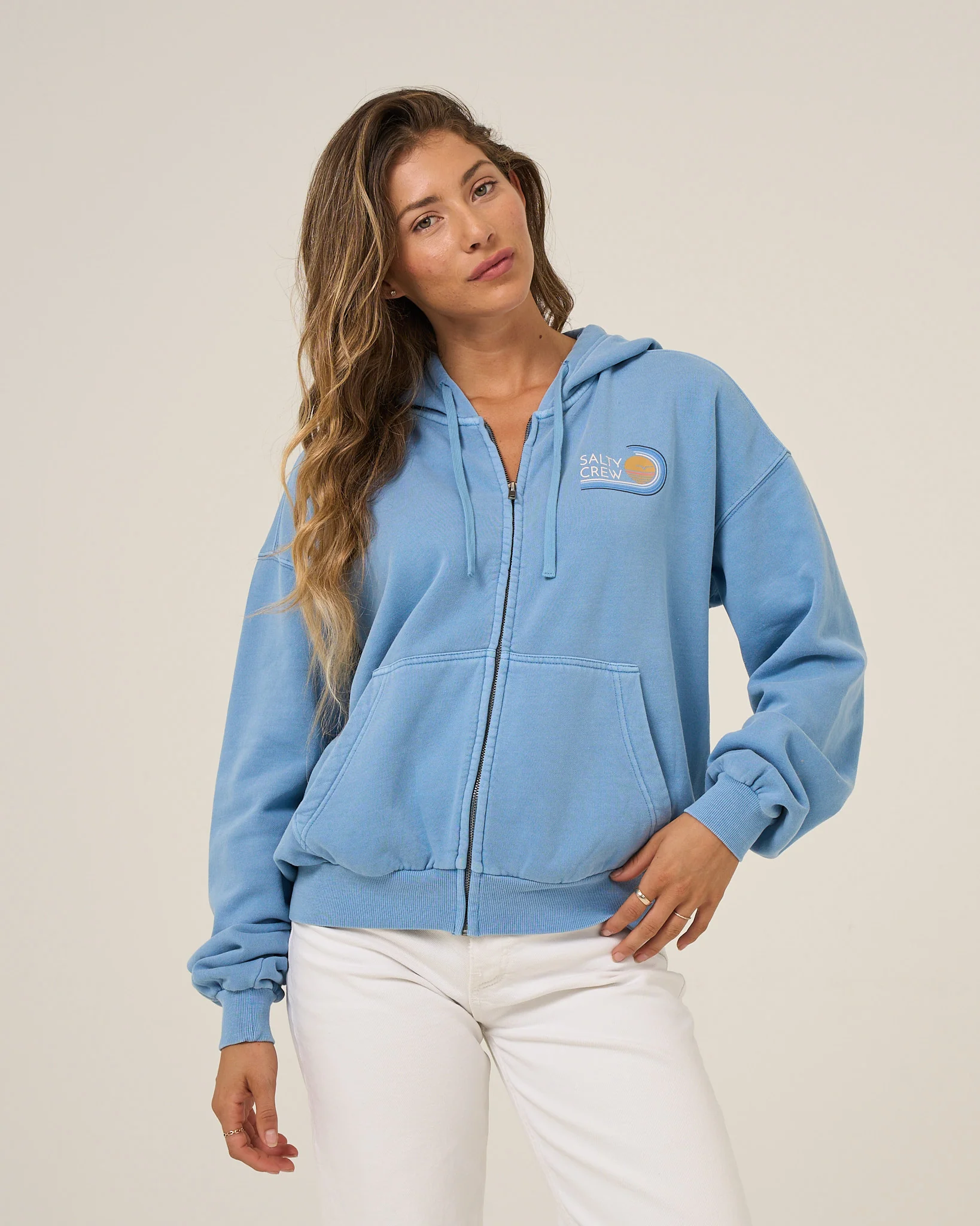 Ombre Wave Hooded Zip - Ash Blue - Image 2