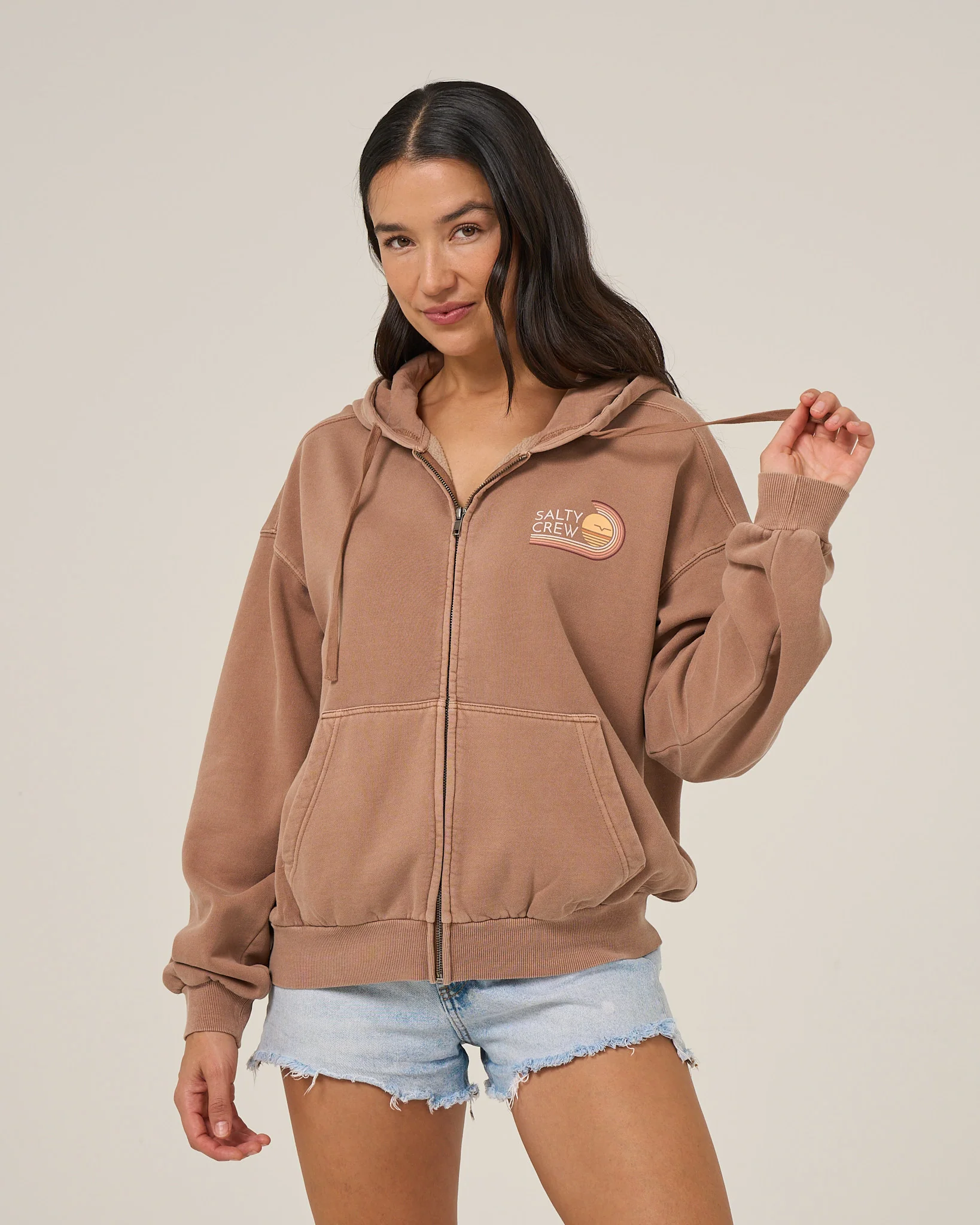 Ombre Wave Hooded Zip - Mocha - Image 2