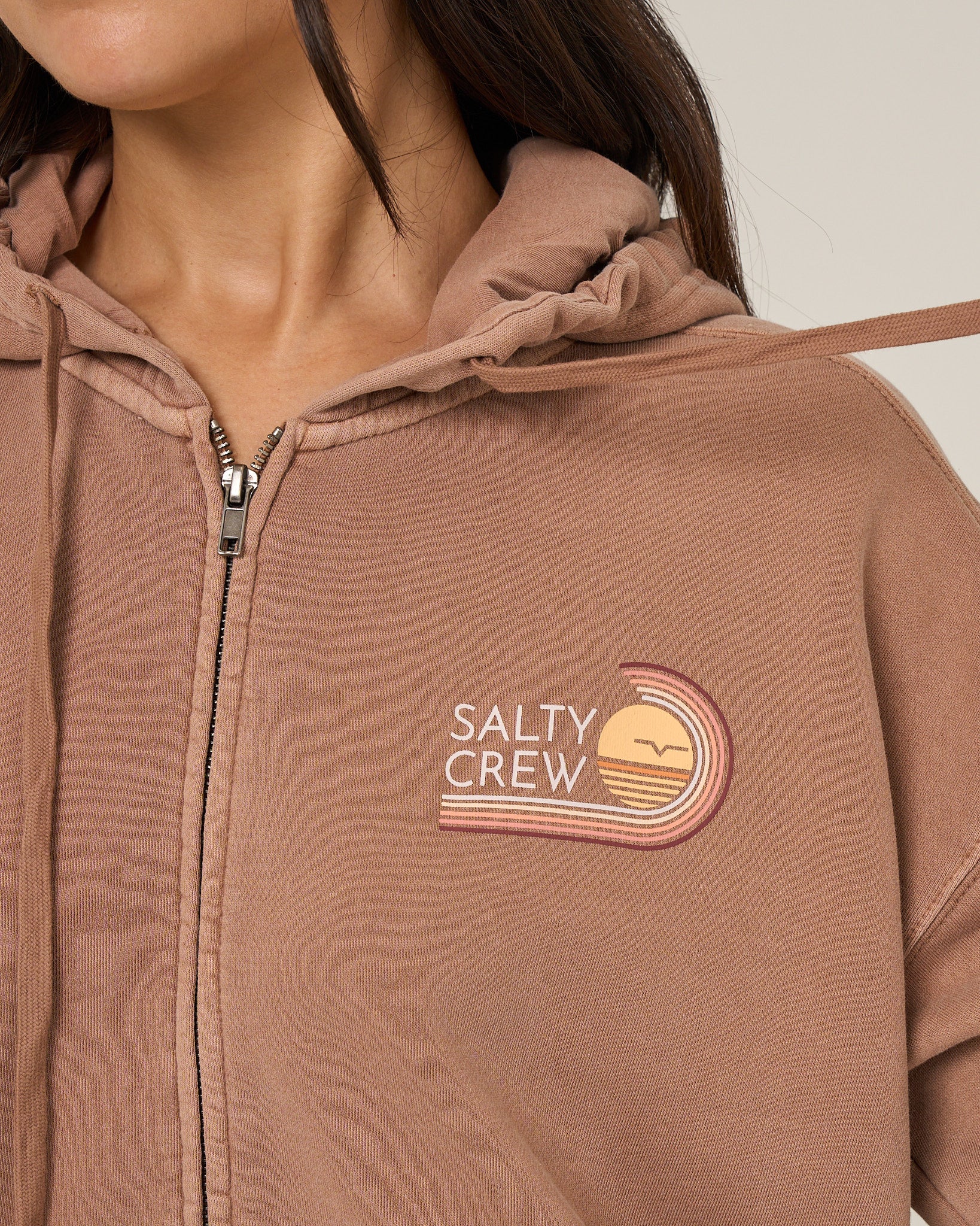 Ombre Wave Hooded Zip - Mocha - Image 3