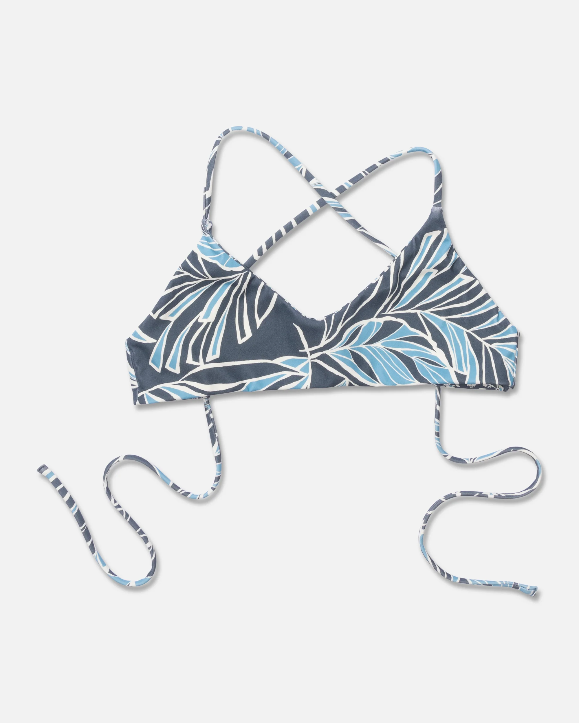 Rattan Palms Reversible Bralette Top - Fin Blue - Image 4