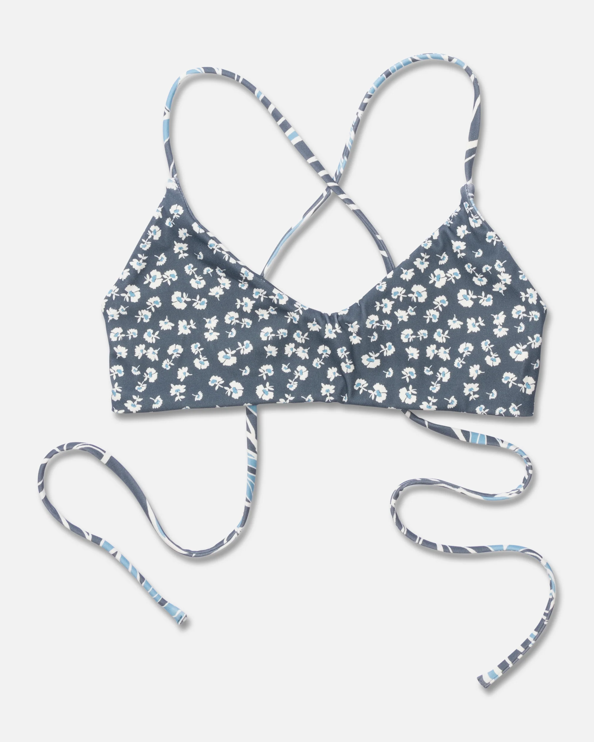 Rattan Palms Reversible Bralette Top - Fin Blue - Image 5