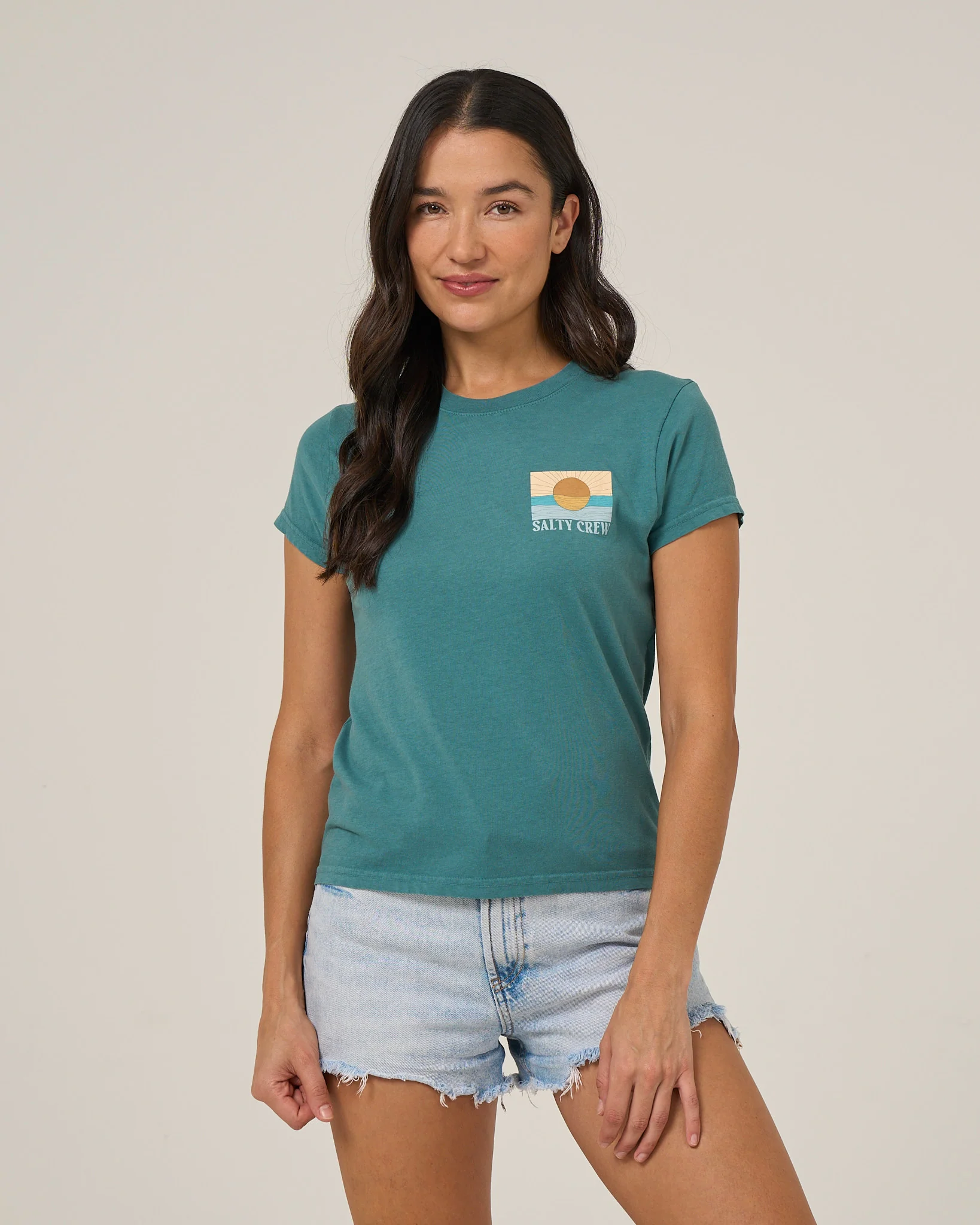 Retro Wave Modern Tee - Teal - Image 2