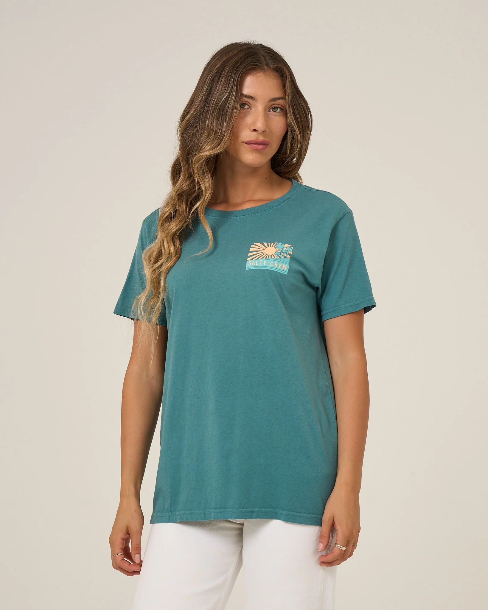Rise And Smile Boyfriend Tee - Teal - Image 2