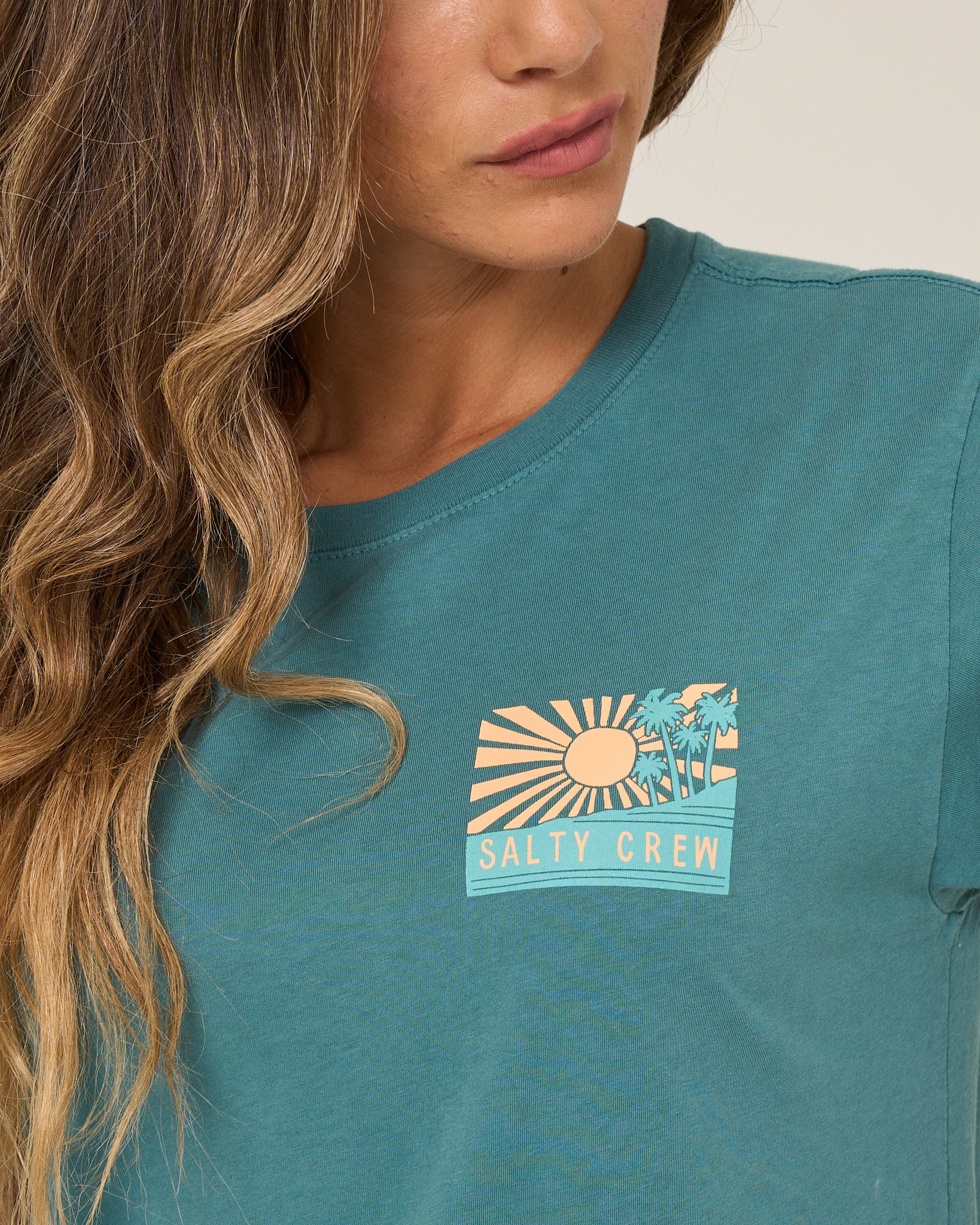 Rise And Smile Boyfriend Tee - Teal - Image 3