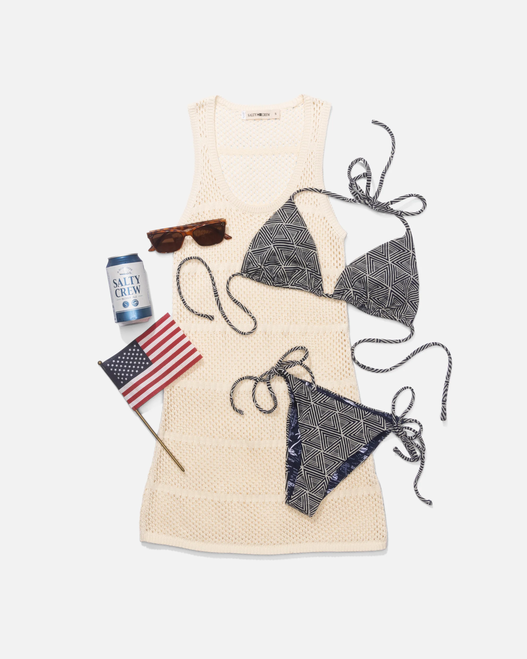 Sailing Geo Tie Side Bikini Bottom - Dark Navy - Image 4