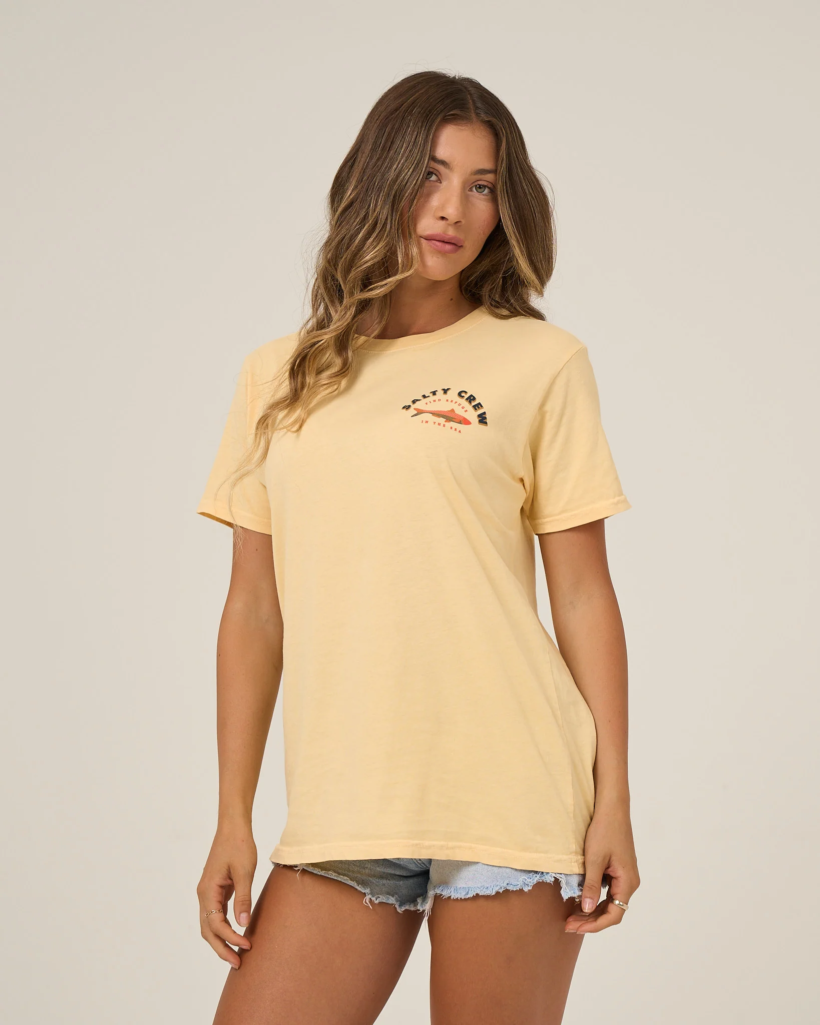 Salty Sardine Boyfriend Tee - Custard - Image 2
