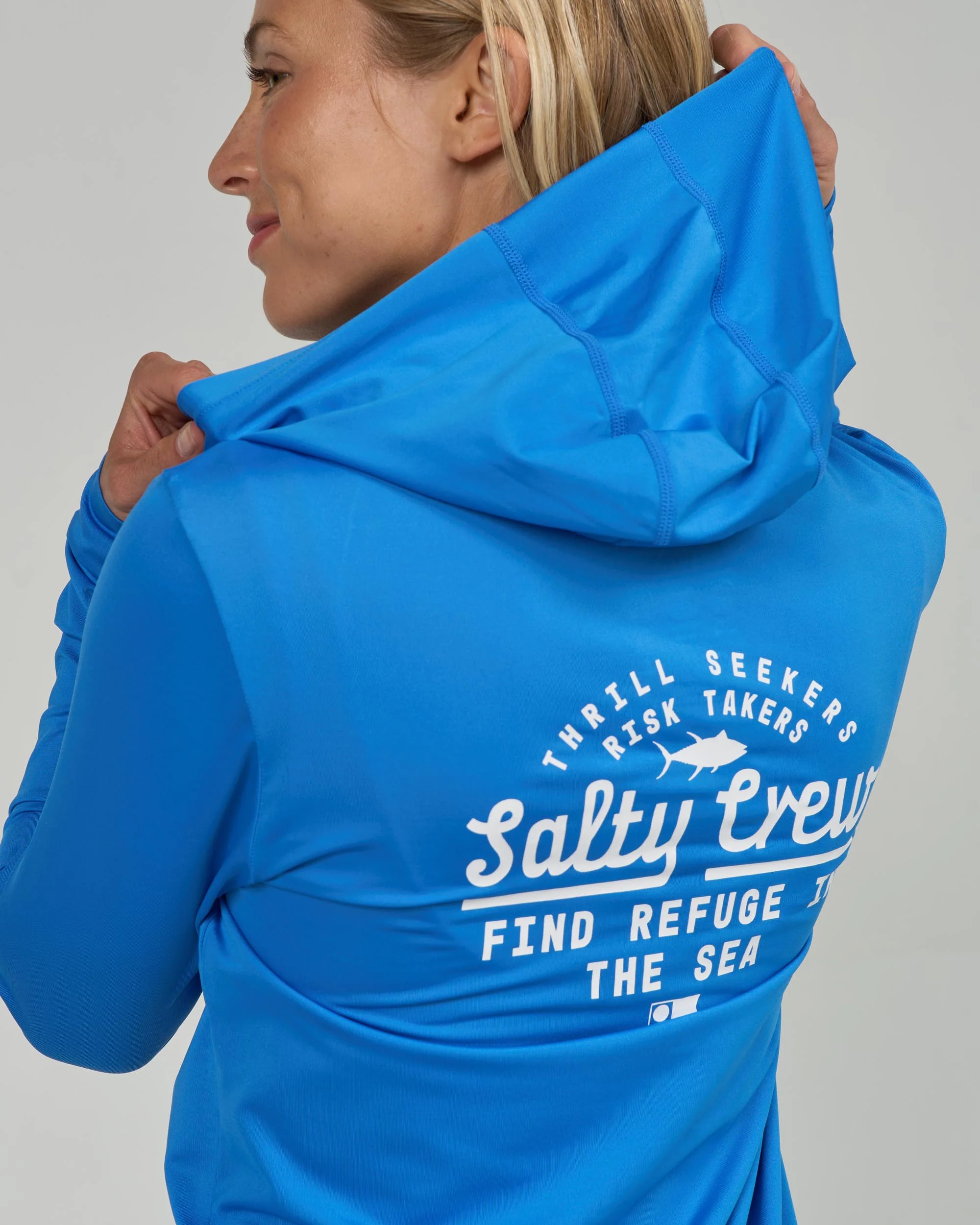 Scripted Hooded Sunshirt - Bold Blue - Image 4