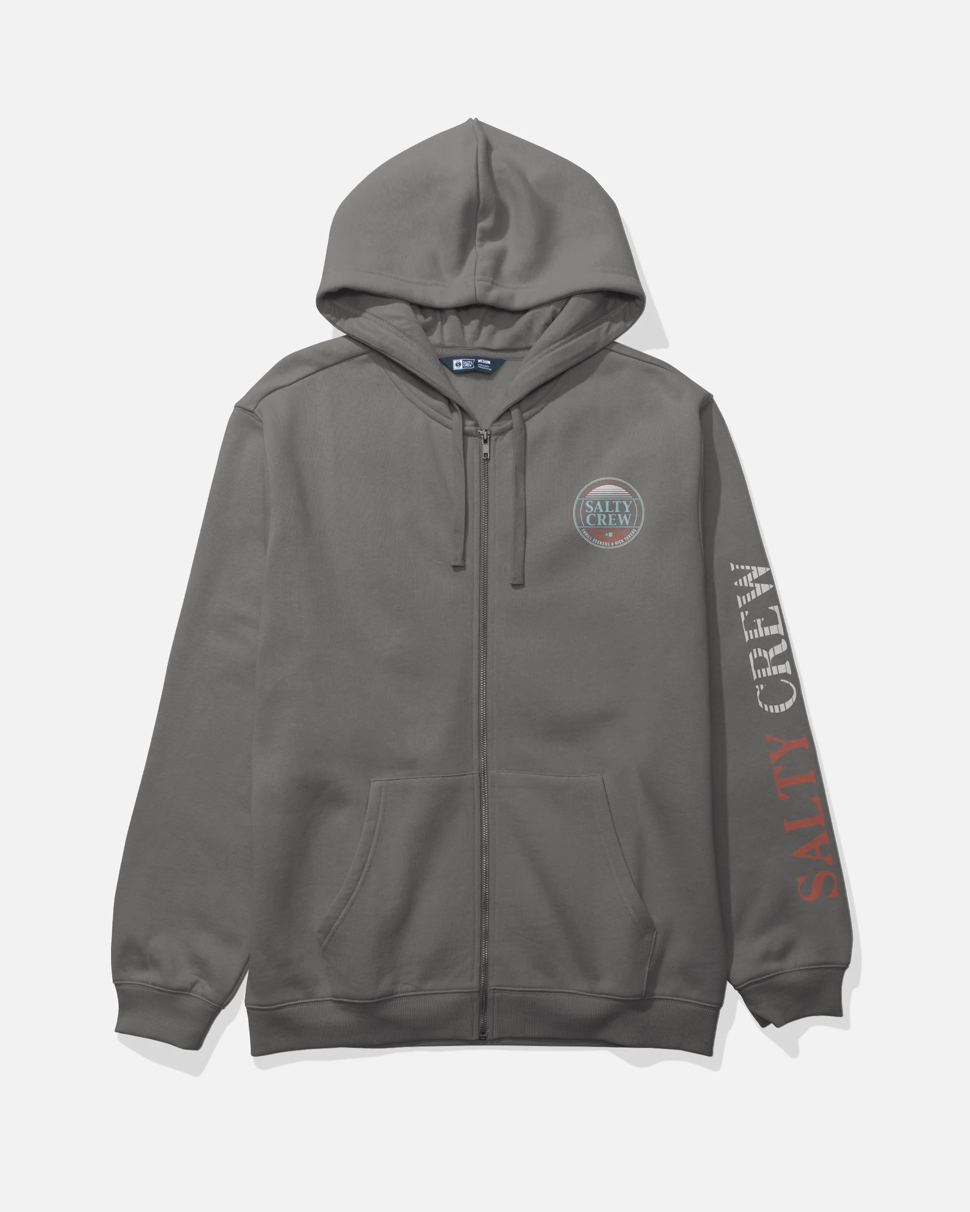 Simple Fade Zip Fleece Hoodie - Charcoal - Image 2
