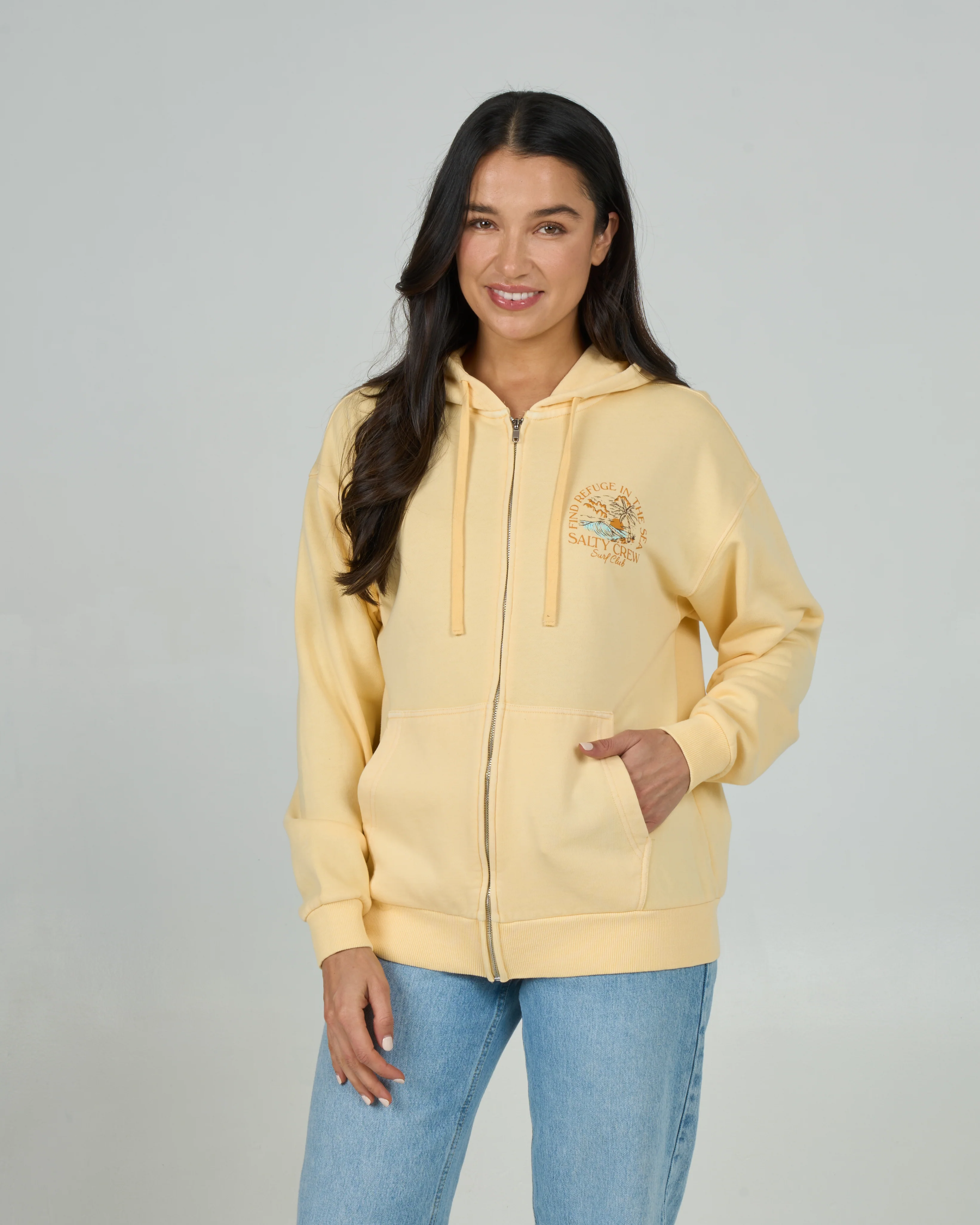 Surf Club Zip Hoodie - Butter Cream - Image 2
