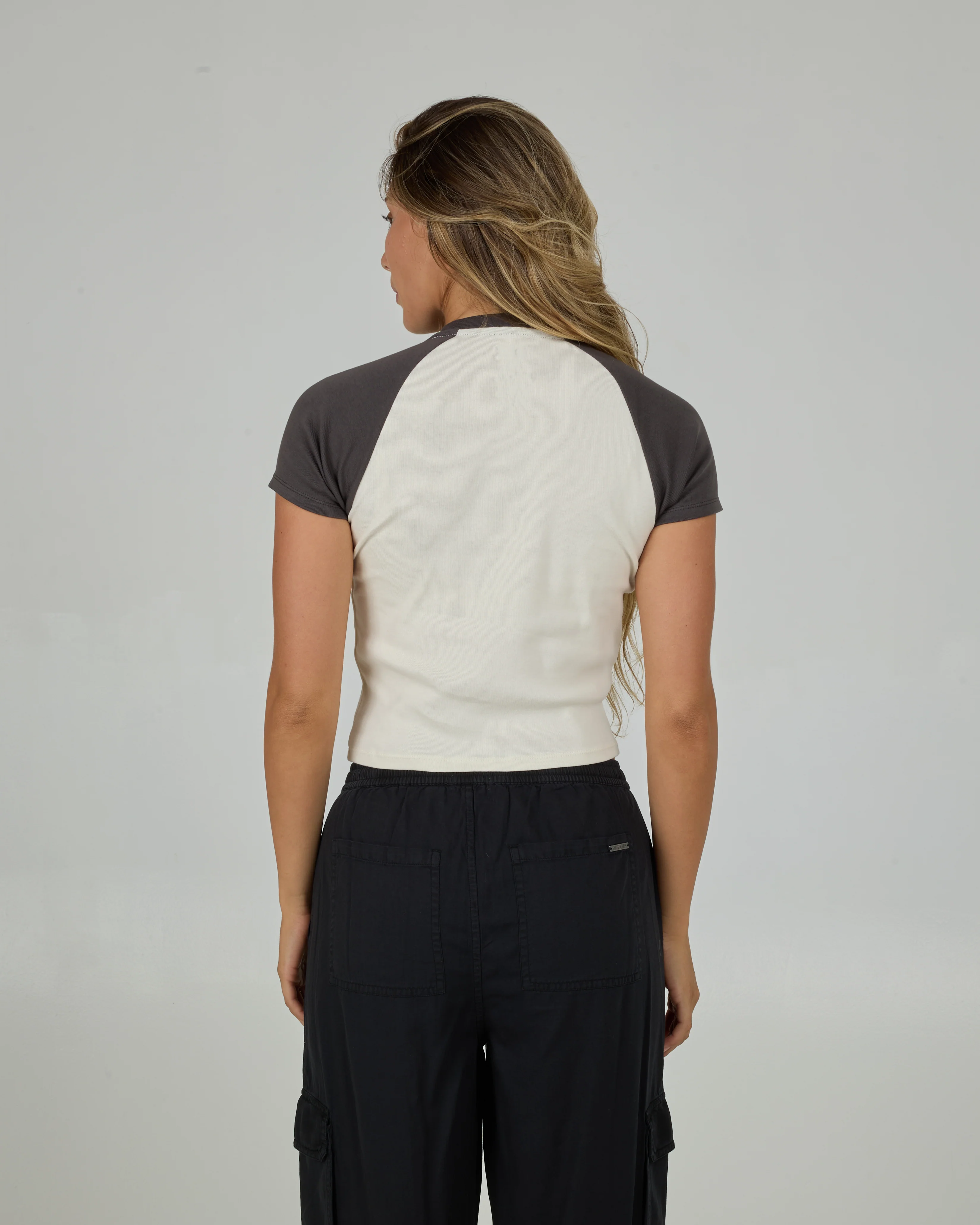 Tailgate Raglan Baby Tee - Charcoal - Image 2