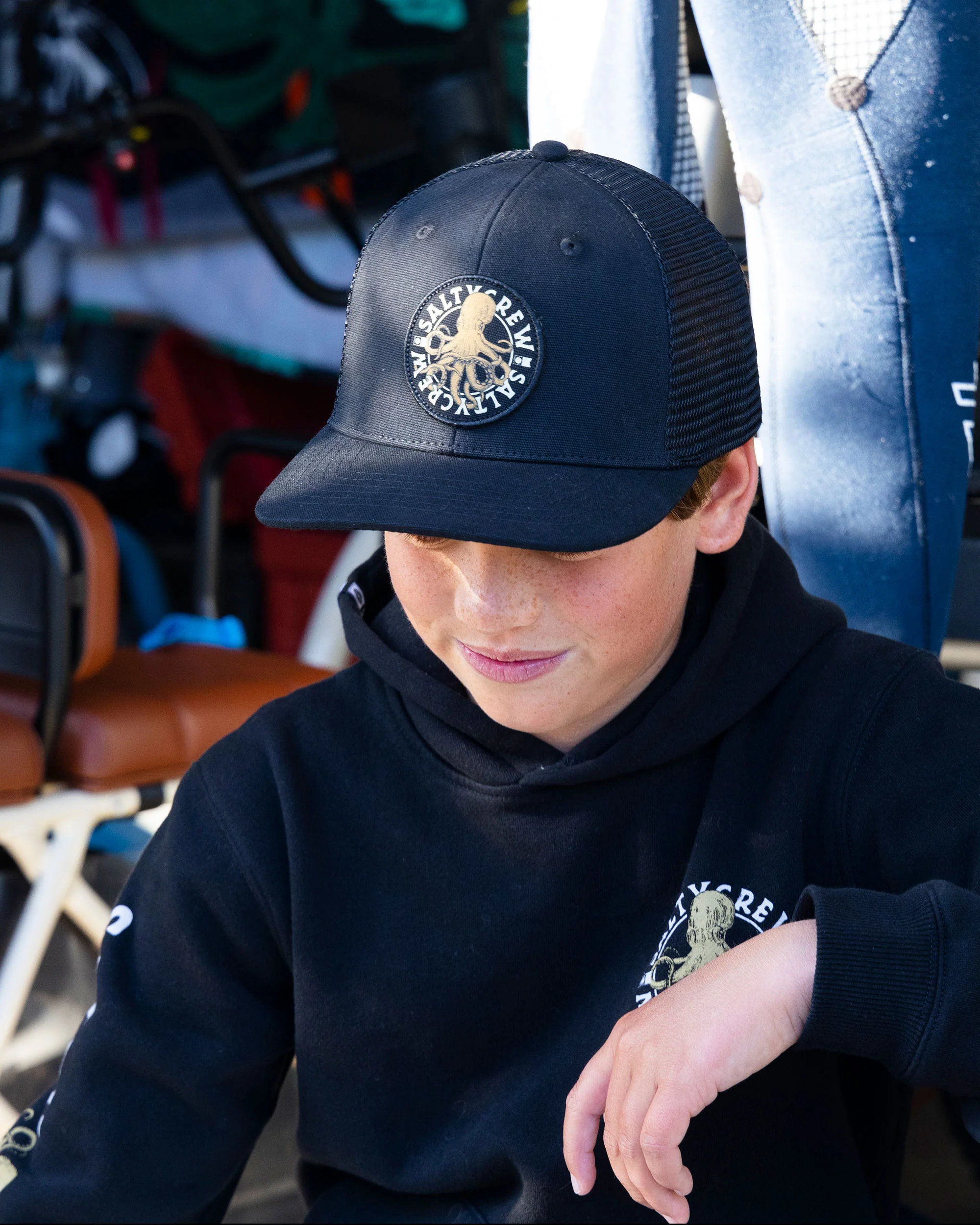 Tentacles Boys Retro Trucker Hat - Black - Image 3
